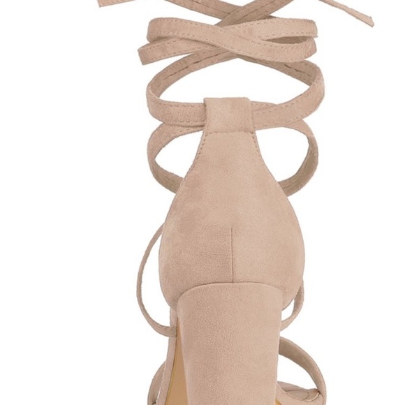 Allegra K Women's Solid Color Strap Block Heel Lace up Sandals - Picture 7 of 9